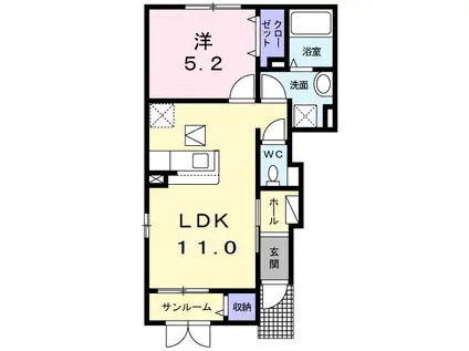 マジェスティックⅡ(1LDK/1階)の間取り写真