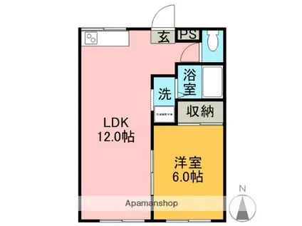 KコーポRⅠ(1LDK/2階)の間取り写真