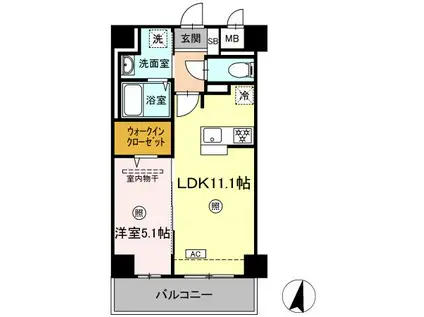 メゾン ド ウミライ松江駅前(1LDK/9階)の間取り写真