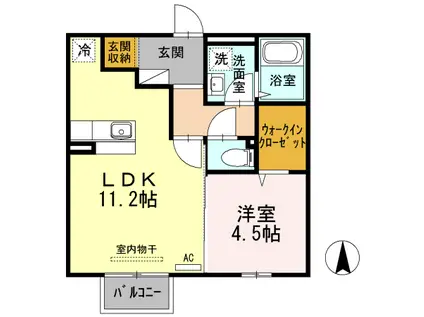 スライヴ(1LDK/2階)の間取り写真