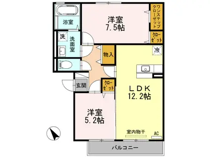 サンパティーク(2LDK/2階)の間取り写真