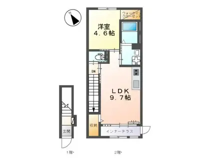 FIRST(1LDK/2階)の間取り写真