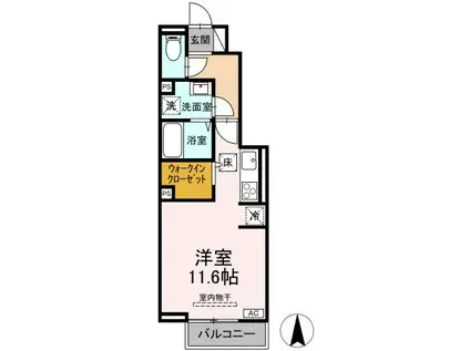 BELLE RIVIERE(ワンルーム/1階)の間取り写真