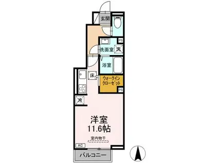 BELLE RIVIERE(ワンルーム/1階)の間取り写真