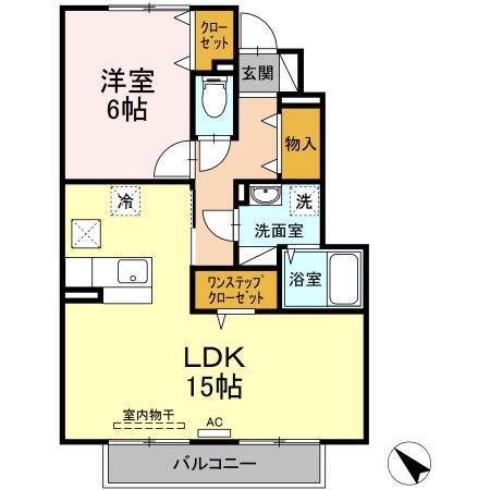 山陰本線 揖屋駅 徒歩17分 2階建 築18年(1LDK/1階)の間取り写真