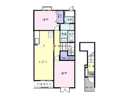 ブライト ヒル(2LDK/2階)の間取り写真