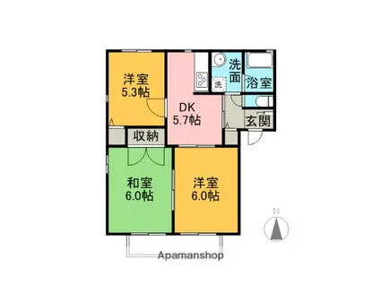 ファミールKⅠ(3DK/2階)の間取り写真