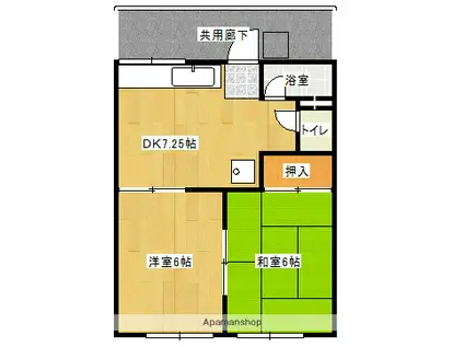 コーポ佐野(2DK/1階)の間取り写真