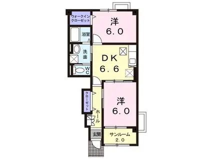 グレープタウン A(2DK/1階)の間取り写真