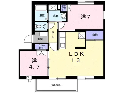 シャルム中野B(2LDK/2階)の間取り写真