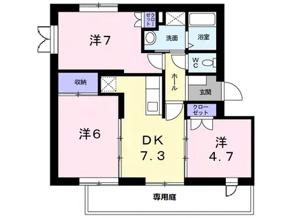 シャルム中野B(3DK/1階)の間取り写真