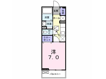 トパーズ55 A(1K/1階)の間取り写真
