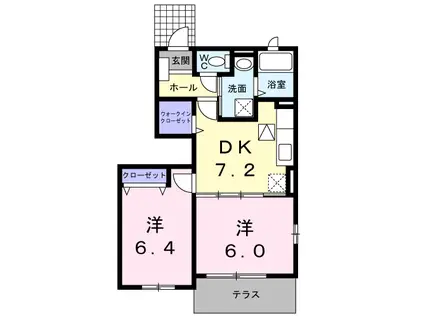 モニックファミューB(2DK/1階)の間取り写真