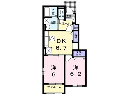 カーサ カリエンテA(2DK/1階)の間取り写真