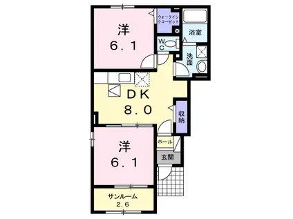 サナーリュⅡ(2DK/1階)の間取り写真