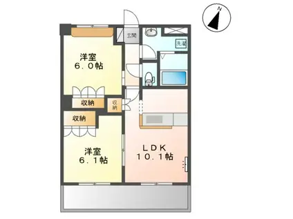 ネオユニバース(2LDK/2階)の間取り写真