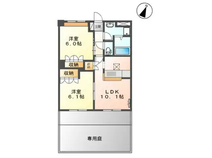ネオユニバース(2LDK/1階)の間取り写真
