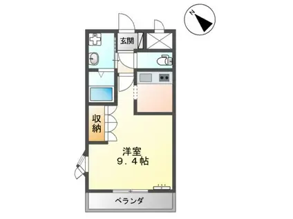 一畑電車北松江線 雲州平田駅 徒歩14分 2階建 築19年(1K/2階)の間取り写真