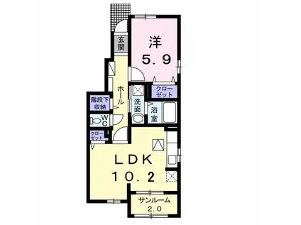 アヴィタシオンK-Ⅳ B(1LDK/1階)の間取り写真