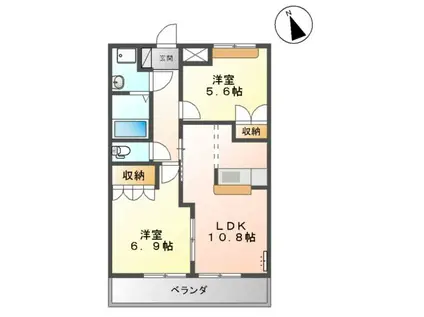 ベル・グラース(2LDK/2階)の間取り写真