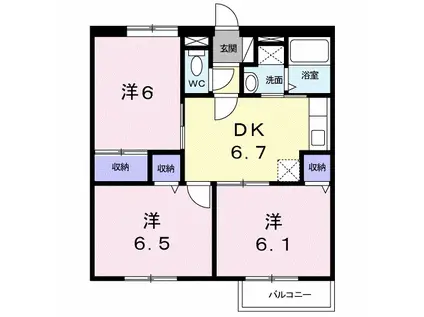 グランメール C(3DK/2階)の間取り写真