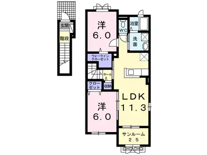 エミネンスC(2LDK/2階)の間取り写真