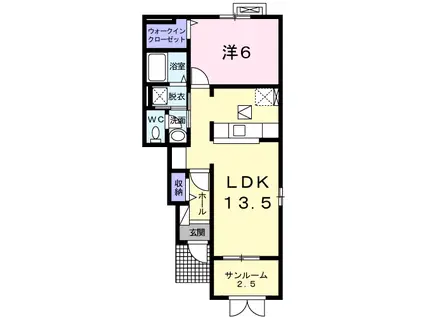 カルマティ A(1LDK/1階)の間取り写真