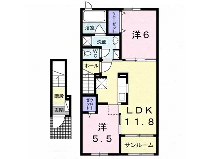 ルポゼB(2LDK/2階)の間取り写真