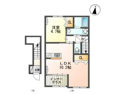 メゾン グレーシア(1LDK/2階)の間取り写真