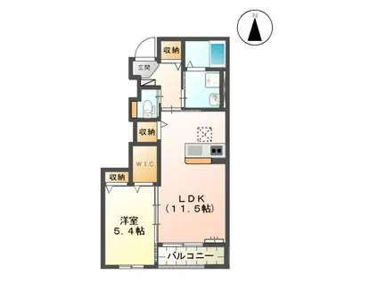 シェルル・ロココ 大津(1LDK/1階)の間取り写真