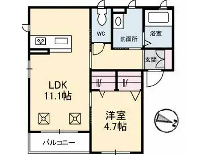 POSTO 8号館(1LDK/1階)の間取り写真