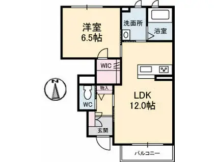 シャーメゾンCOLZA A棟(1LDK/1階)の間取り写真