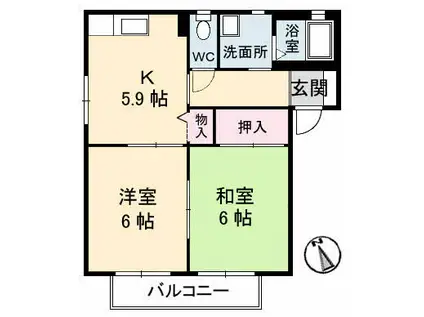 バリュージュ佐野 A棟(2K/2階)の間取り写真