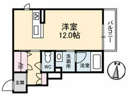 グレースコート出雲(ワンルーム/2階)の間取り写真