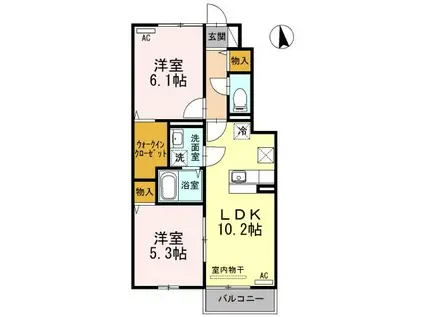 シャンクス(2LDK/1階)の間取り写真