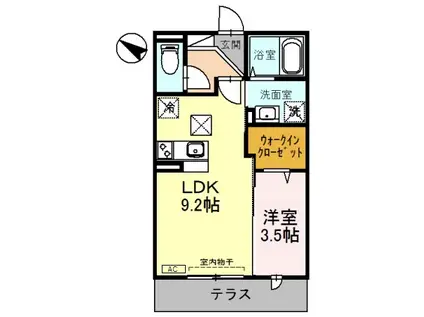 エレガンス虹(1LDK/1階)の間取り写真
