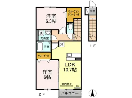 ルミエール A(2LDK/2階)の間取り写真