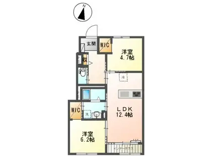 カーサ・マーレ(2LDK/1階)の間取り写真