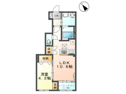 一畑電車北松江線 大津町駅 徒歩16分 2階建 新築(1LDK/1階)の間取り写真
