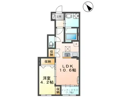 一畑電車北松江線 大津町駅 徒歩16分 2階建 新築(1LDK/1階)の間取り写真