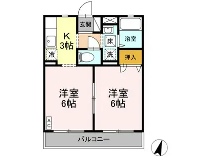 エスポアール壱番館(2K/1階)の間取り写真