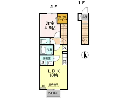 シャンクス(1LDK/2階)の間取り写真
