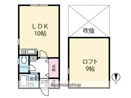 セルフ AI号棟(1LDK/1階)の間取り写真