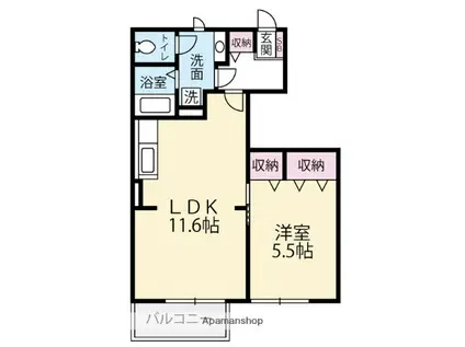 ソフィアコートB(1LDK/1階)の間取り写真