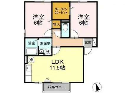シャンメールC(2LDK/2階)の間取り写真