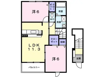 NEW ATAGOSITA D(2LDK/2階)の間取り写真