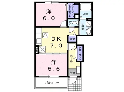 リヴァーサイド意宇5(2DK/1階)の間取り写真