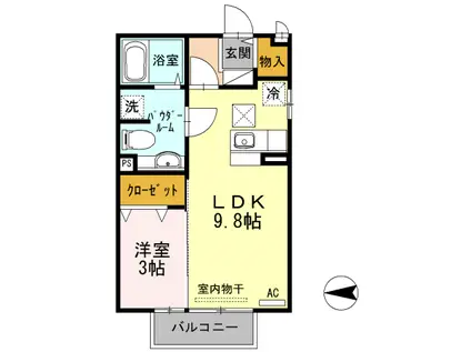 ユウタイヤン(1LDK/1階)の間取り写真
