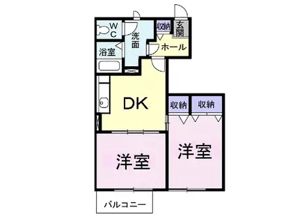 プレサイト天神川(2DK/1階)の間取り写真