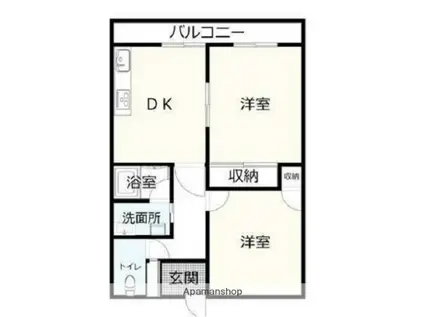 カサローゼ浜乃木PARTⅢ(2DK/4階)の間取り写真